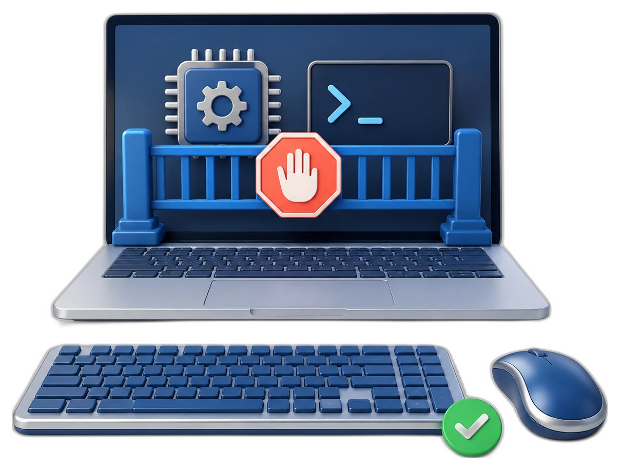Block automated computer control while allowing physical keyboard and mouse input