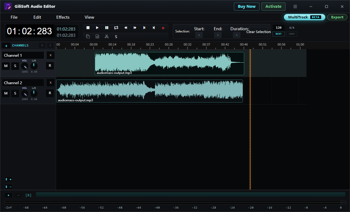 GiliSoft Audio Editor waveform editing workspace