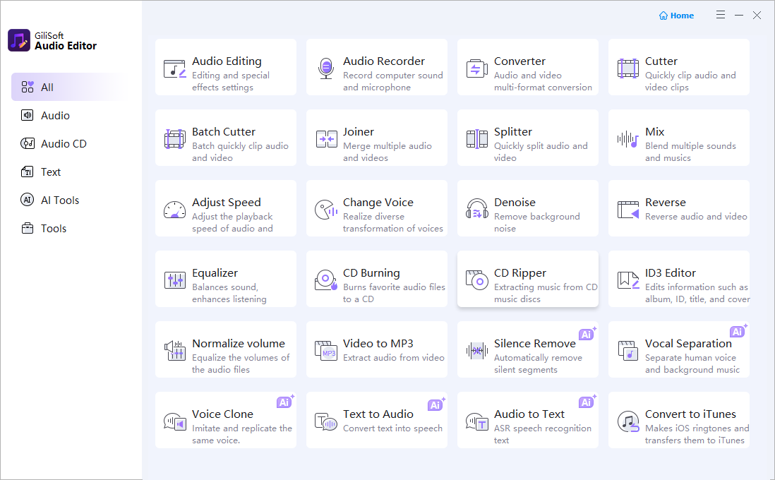 GiliSoft Audio Editor main workspace