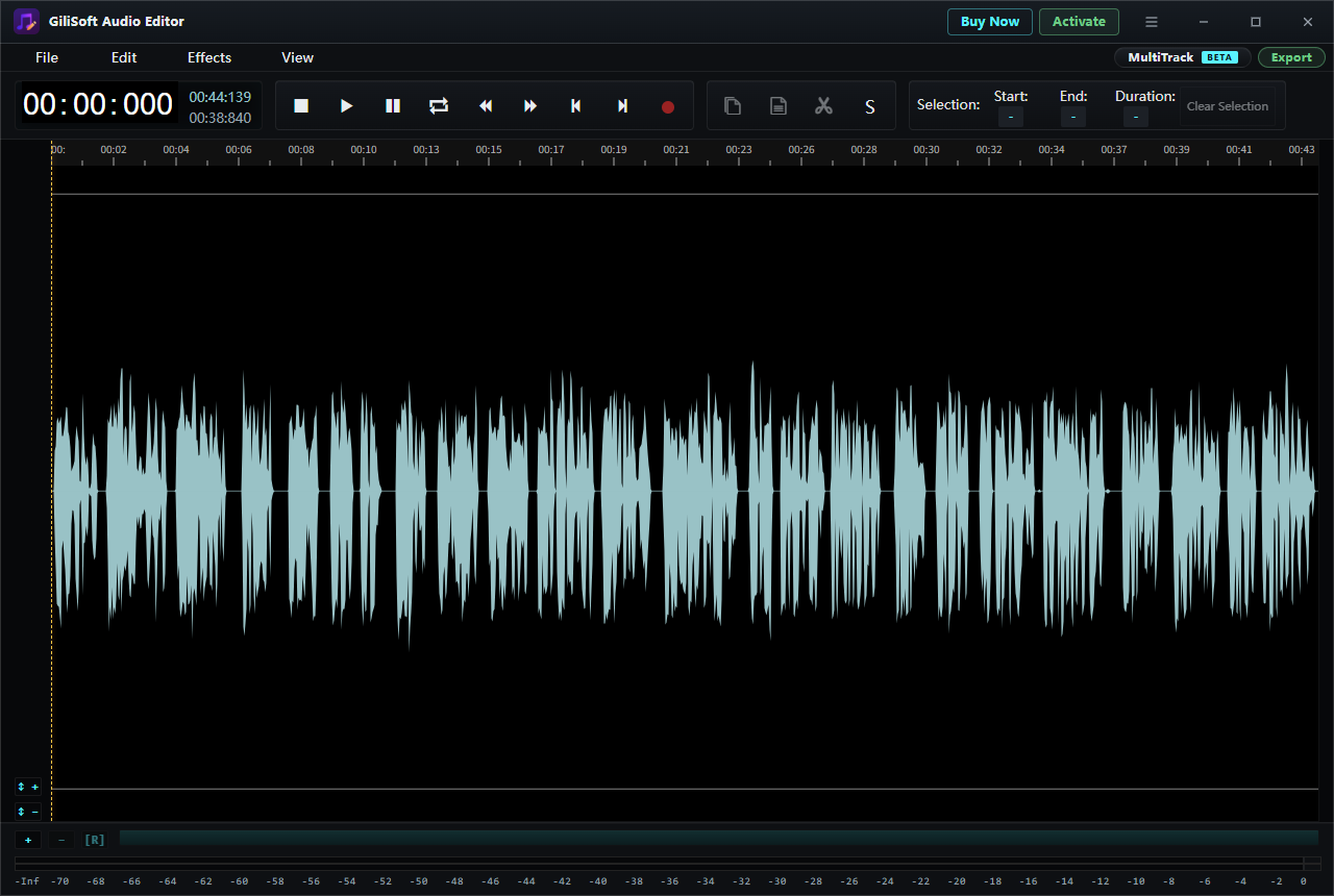 Current GiliSoft Audio Editor waveform workspace