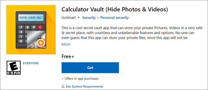 Install Calculator Vault from Microsoft Store