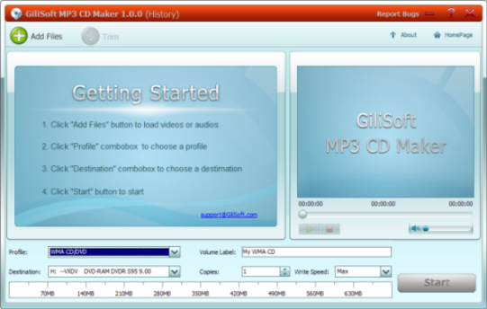 Arrange tracks in GiliSoft MP3 CD Maker