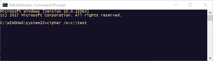 Wipe deleted files with the cipher /w command