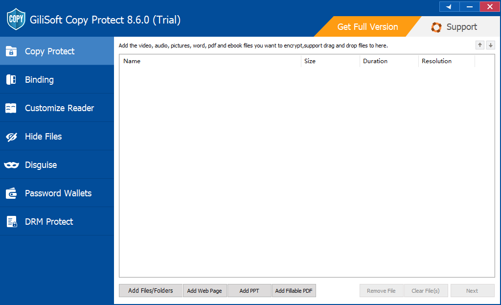 Add files and folders to Copy Protect