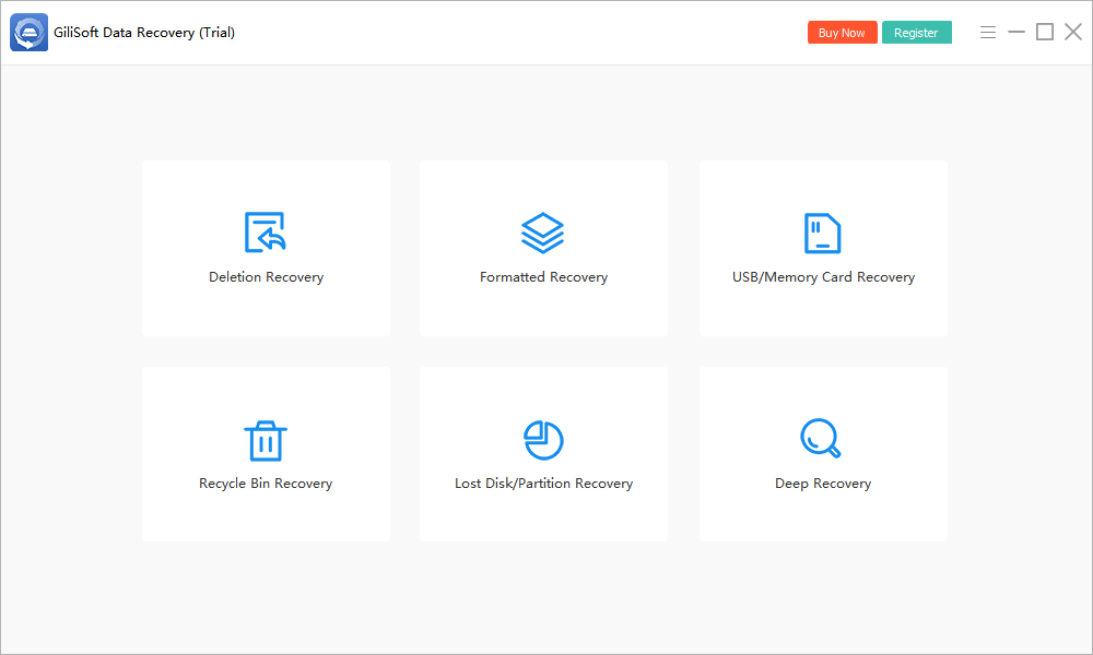 GiliSoft Data Recovery main recovery modes screenshot