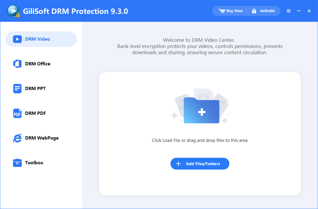 GiliSoft Video DRM Protection interface for protecting training videos