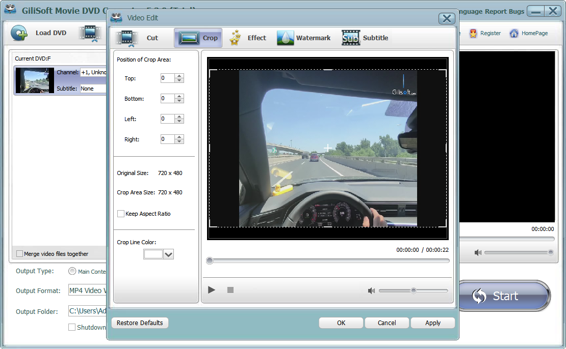 Crop DVD video before conversion