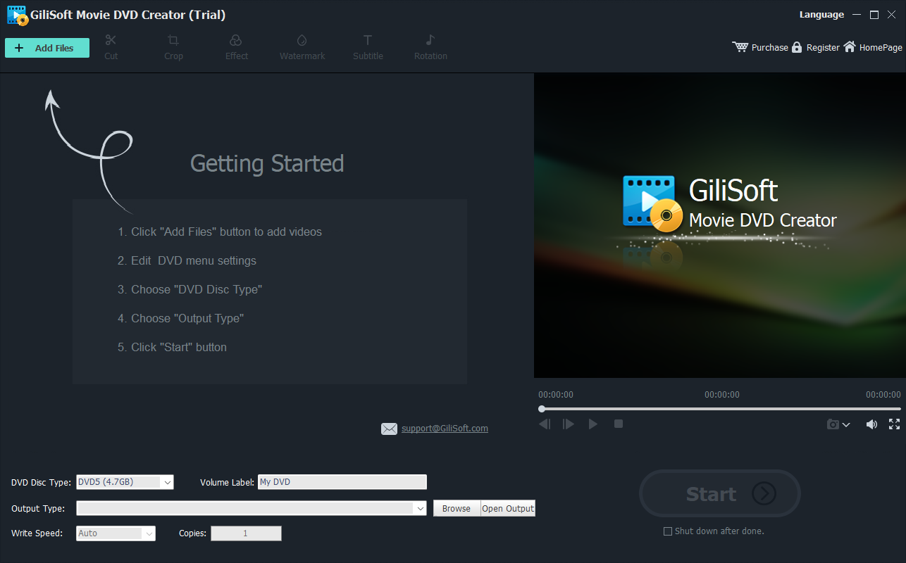 Add video files to GiliSoft Movie DVD Creator