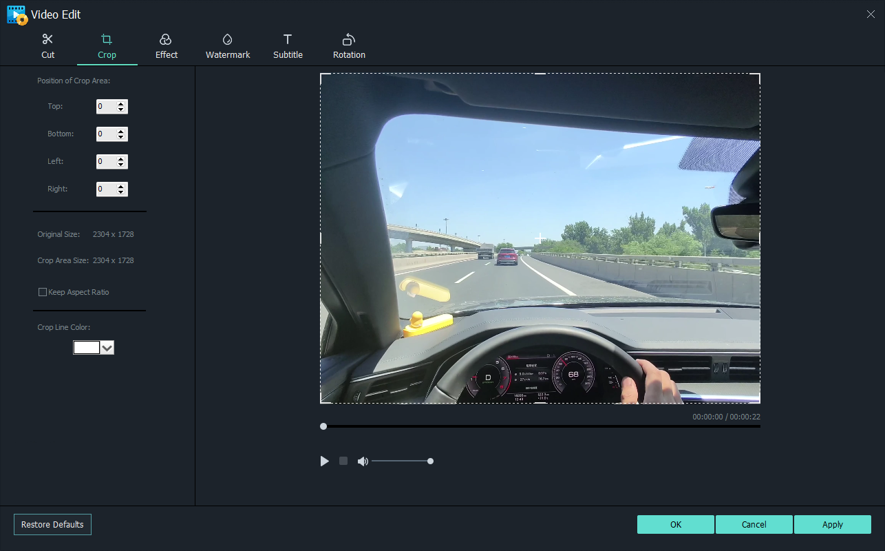 Crop source video before creating DVD