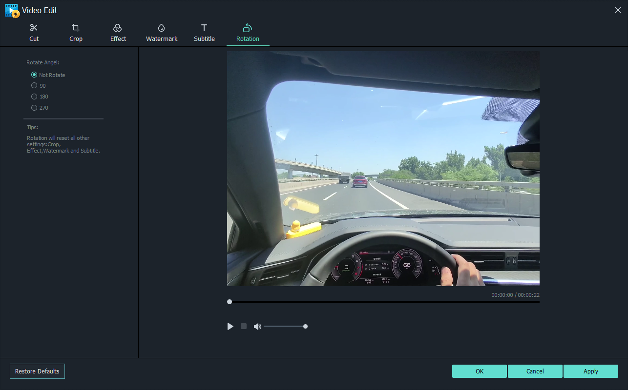 Rotate source video before creating DVD