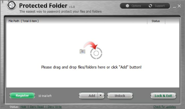 IObit Protected Folder software interface