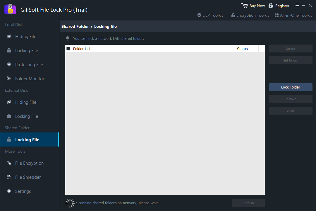 lock shared folders with GiliSoft File Lock Pro