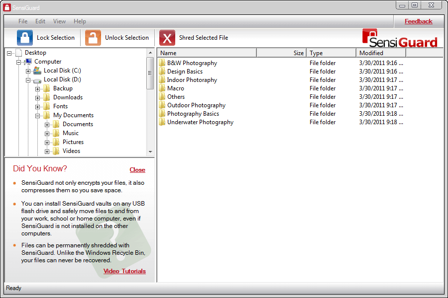 folder encryption software - sensiguard