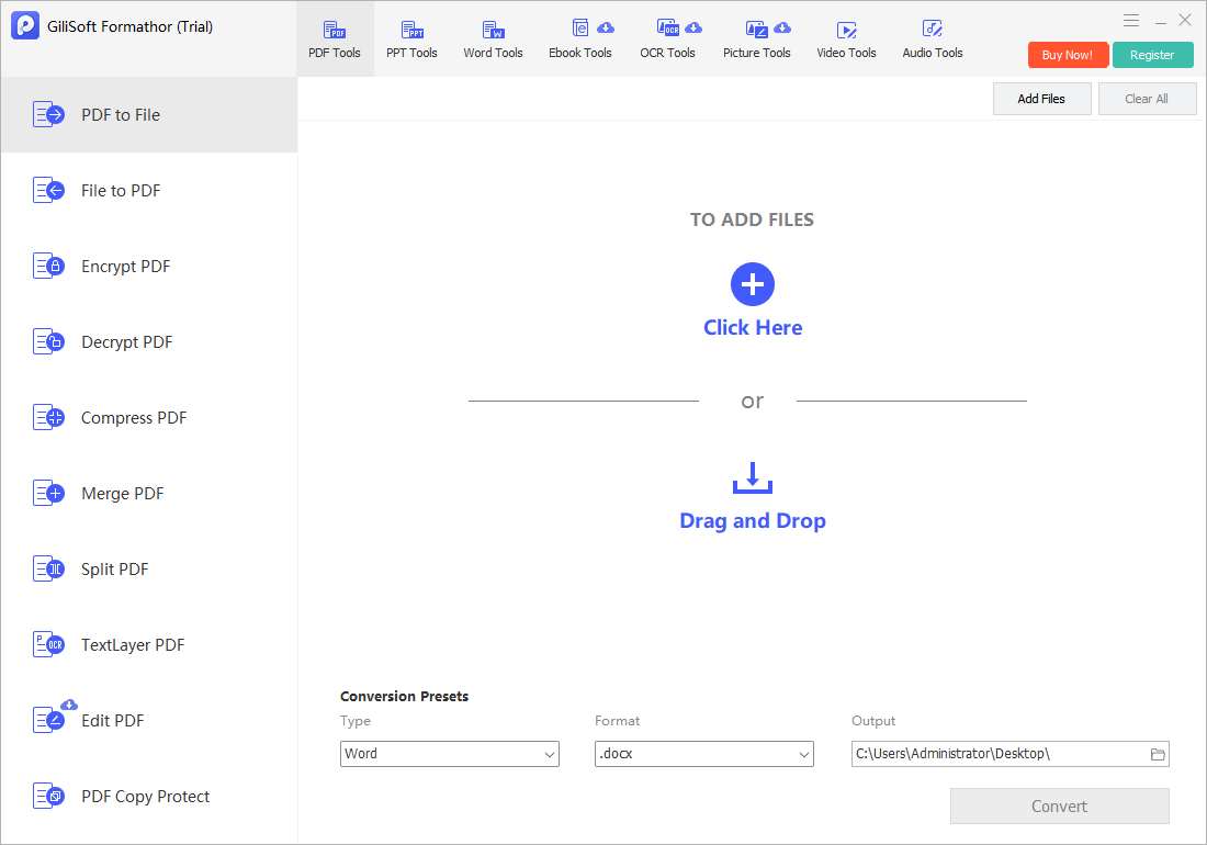 GiliSoft Formathor PDF to file conversion screenshot