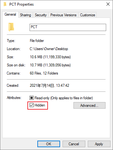 Advanced folder property for content indexing