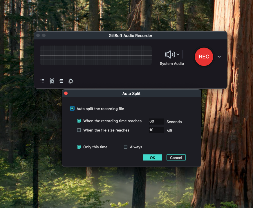 Automatic splitting for long Mac audio recordings
