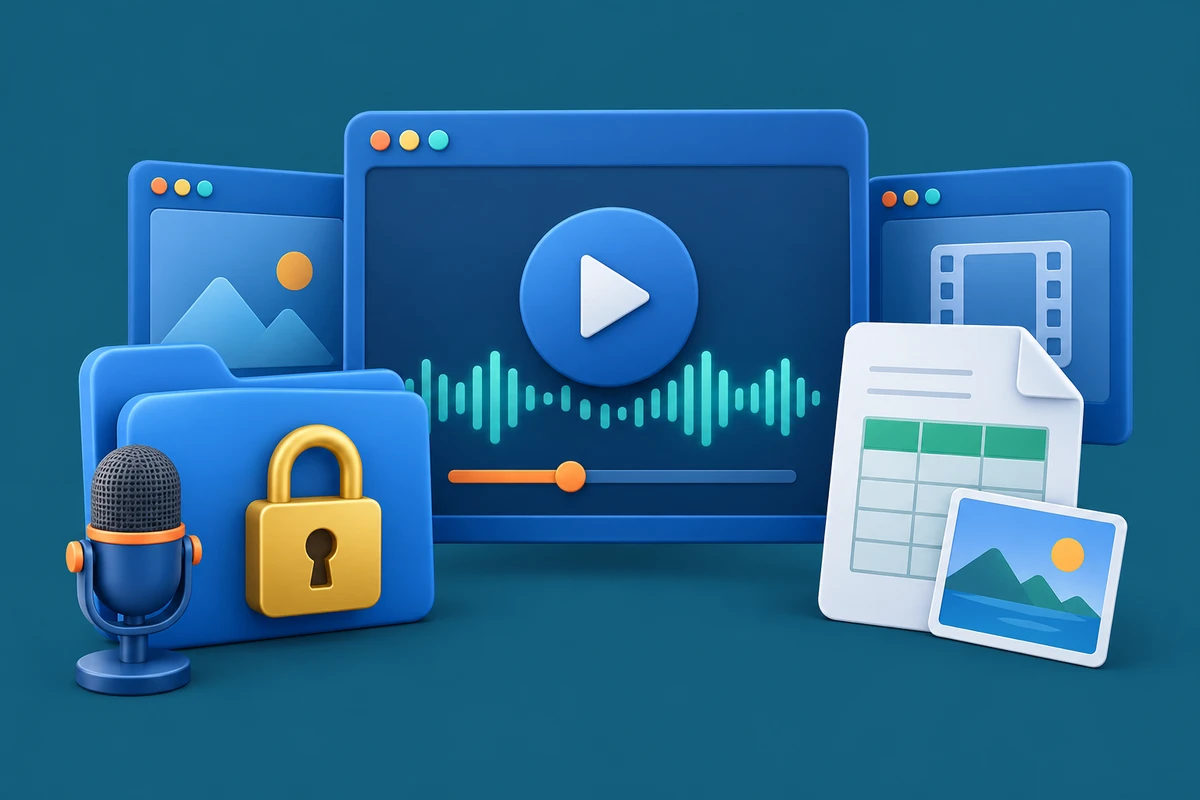 Matte blue 3D illustration representing GiliSoft video, audio, document, image, and security software