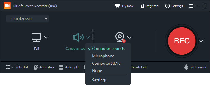 Configure system audio microphone and webcam recording