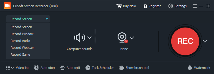 Choose a screen recording target in GiliSoft Screen Recorder