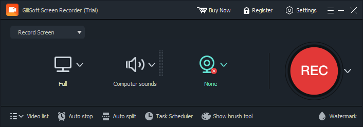 GiliSoft Screen Recorder main recording interface