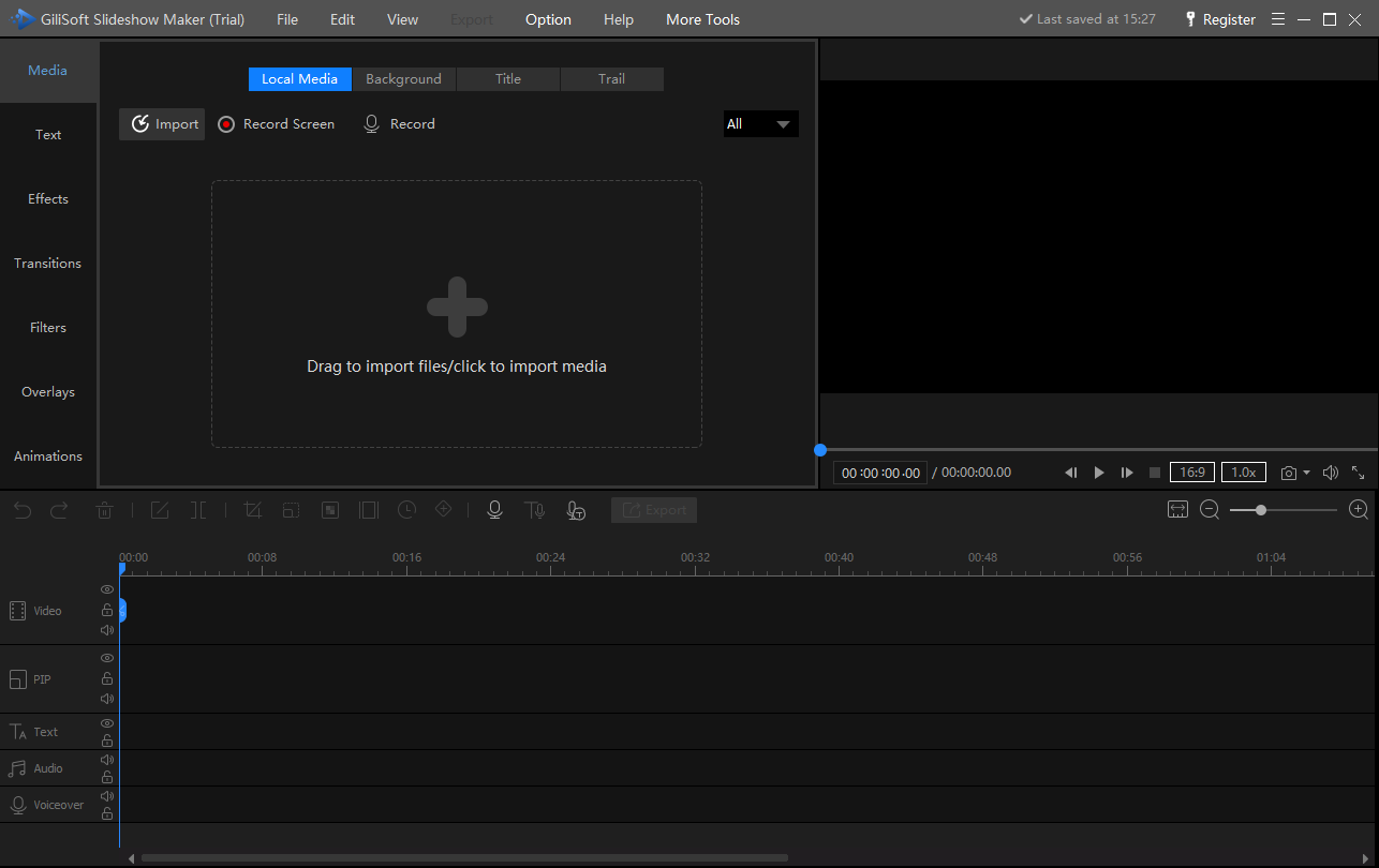 GiliSoft Slideshow Maker media import workspace