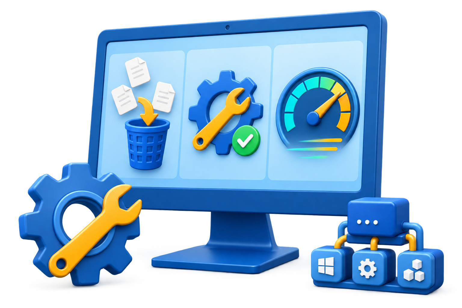 GiliSoft Total Repair illustration showing Windows cleanup, repair, and optimization