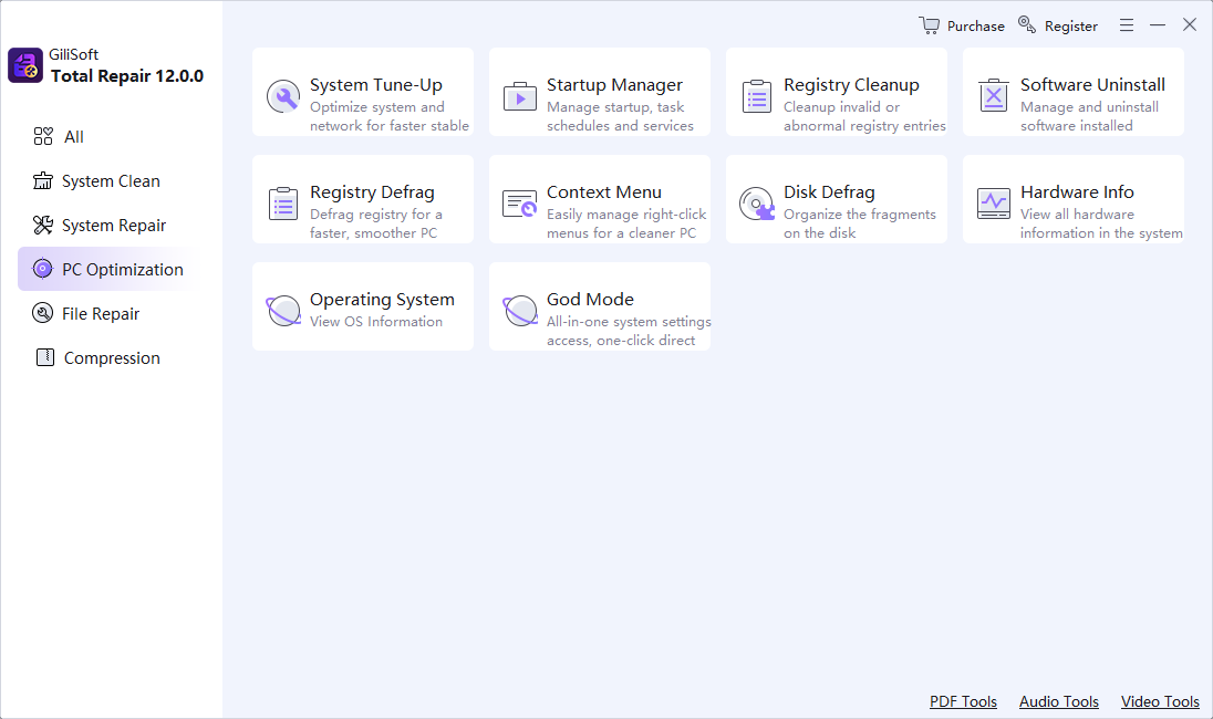 GiliSoft Total Repair interface for Disk Defrag Tool for Windows