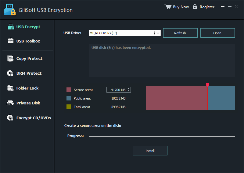 Create a secure and public area with GiliSoft USB Encryption