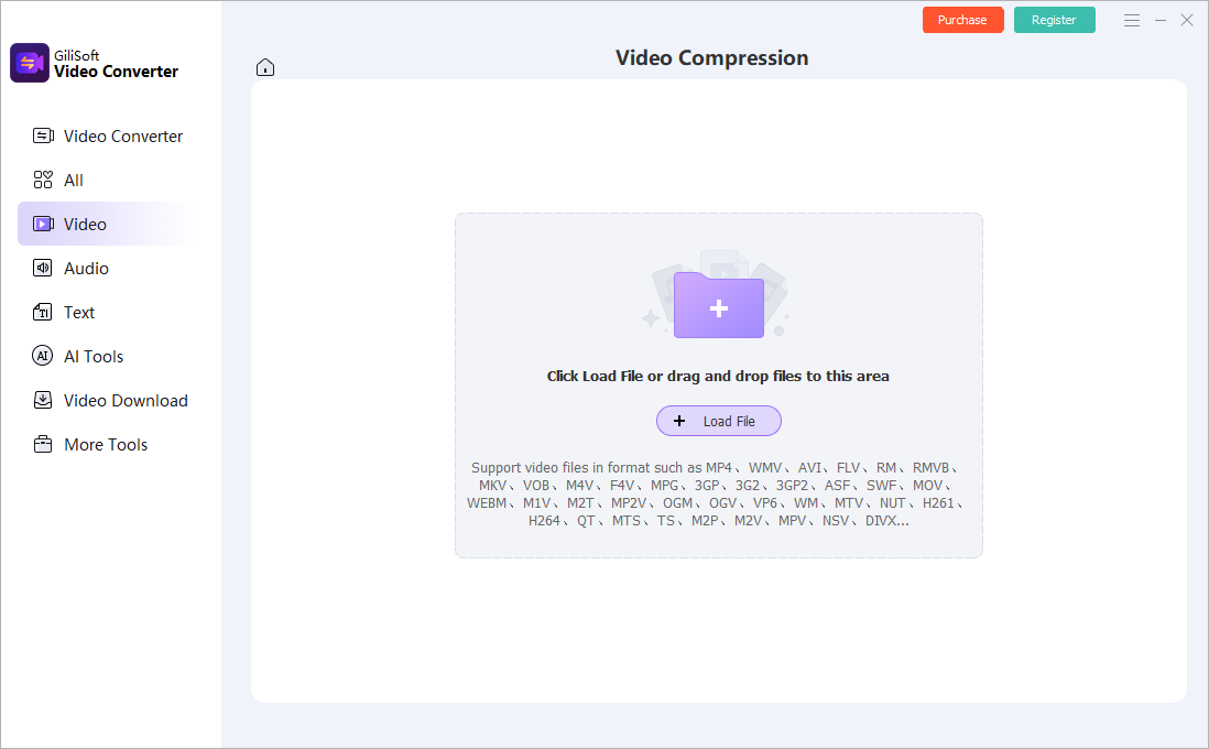 GiliSoft Video Converter video compression workspace