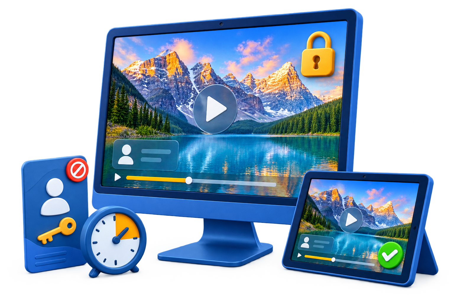 Video DRM setup workflow for password, device binding, watermarking, and blacklist control