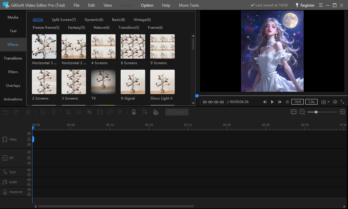 Split-screen and visual effects in GiliSoft Video Editor Pro